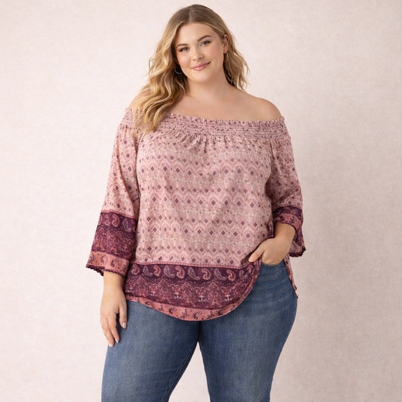 Signature Studio Tops - Signature Studio Pink and Purple Blouse
